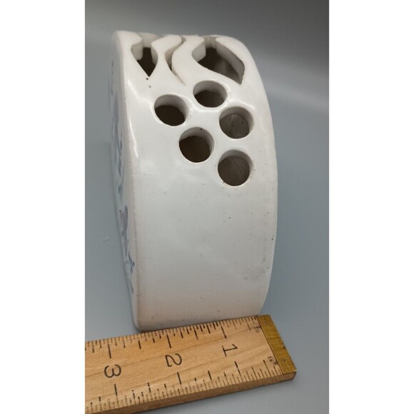 Ceramic Art Piece Vase Hand Thrown Painted Iris Floral Arrangement - Picture 9 of 9